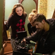 L to R: Morfydd Clark, Rose Glass, and Ben Fordesman on the set on Saint Maud